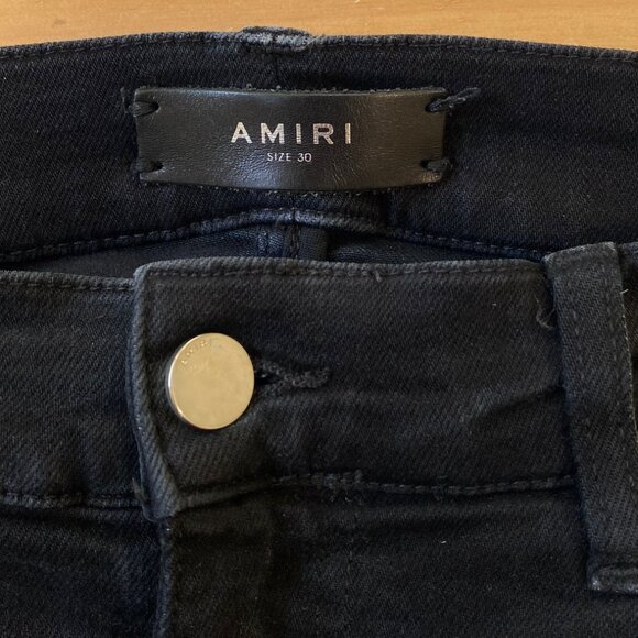 Amiri Glitter Snake Patch Broken Skinny Jeans Distressed Sz 30 FLAW - Picture 10 of 14